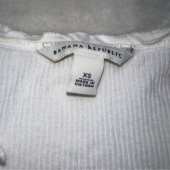 Y2K Banana Republic White V-Neck Ribbed Long Sleeve Top Size XS - Picture 8 of 8